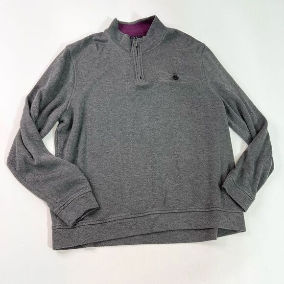 Ted Baker London Sweater Shirt Mens 3XL Gray Cotton Blend Mock Neck Long Sleeve - Picture 1 of 10